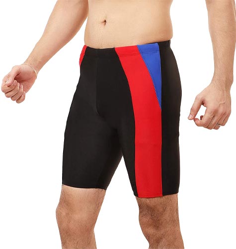 Champ I Poly Spandex I Men I Swim wear I Jammer I with Left Side 2 Cross Patches